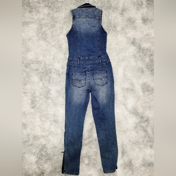 New York & Company Sleeveless Denim Jumpsuit, Size S Reg/Avg, NWT - Picture 2 of 4